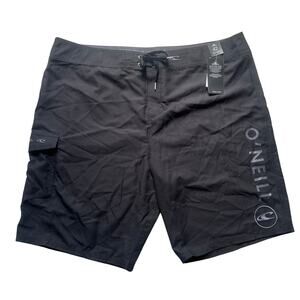 O'Neill Men's Santa Cruise Solid 2.0 Black Board Shorts Full Length 42 New